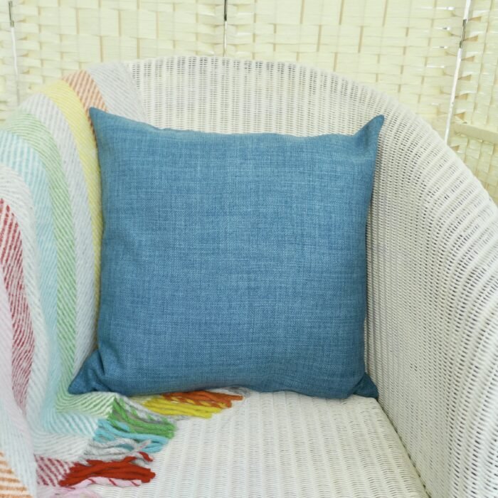 Denim Blue Appliqué Cushion 43cm: Moon Gazing Hare - Image 4