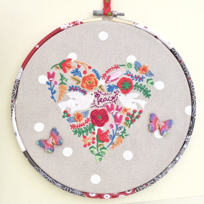 Embroidery Hoop Art 20cm: Peace Heart - Image 2