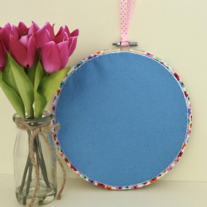 Embroidery Hoop Art 20cm: Blue & Pink Button Bouquet - Image 5