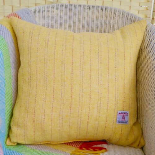 Harris Tweed Cushion 48cm: Yellow double sided
