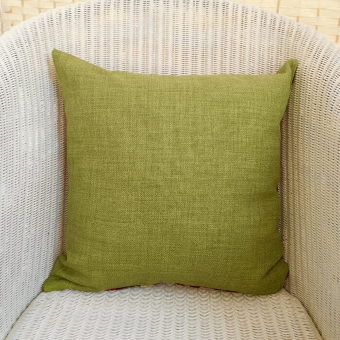 Cushion | Throw Pillow: Tapestry Blocks design / Green reverse - Image 4
