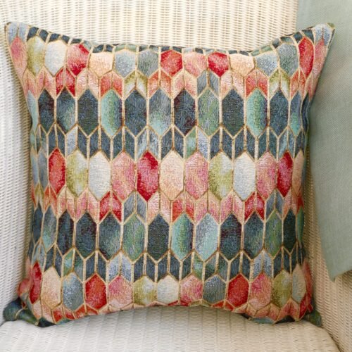 Tapestry Cushion: Stained Glass design / Mint reverse