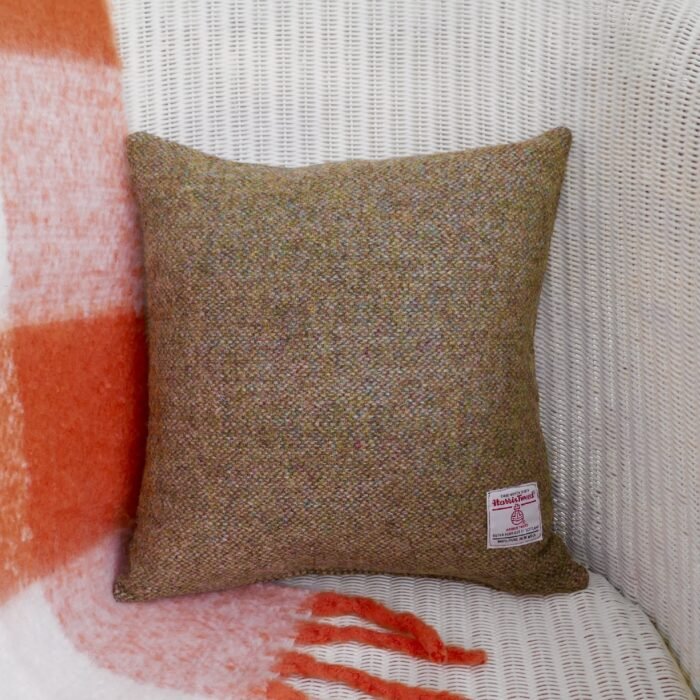 Harris Tweed Cushion | Throw Pillow 34cm: Orange Appliqué Heart - Image 2
