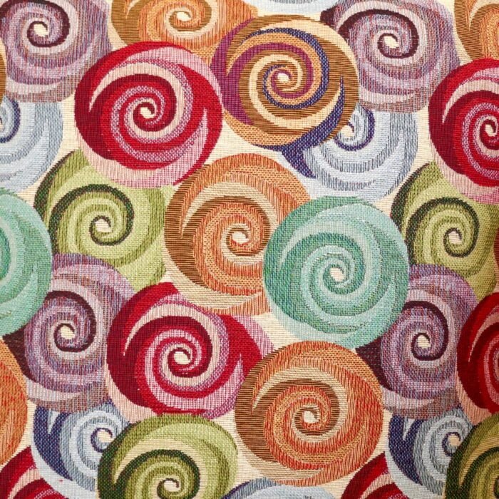 Tapestry Cushion: Swirls design / Red reverse - Image 3