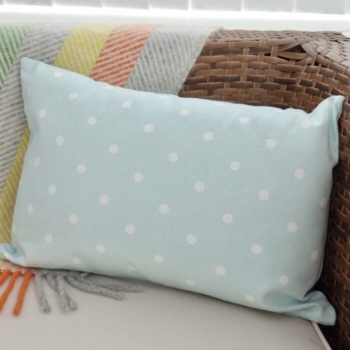 Blue Spot Appliqué Cushion: Blue Dresden Fan - Image 4