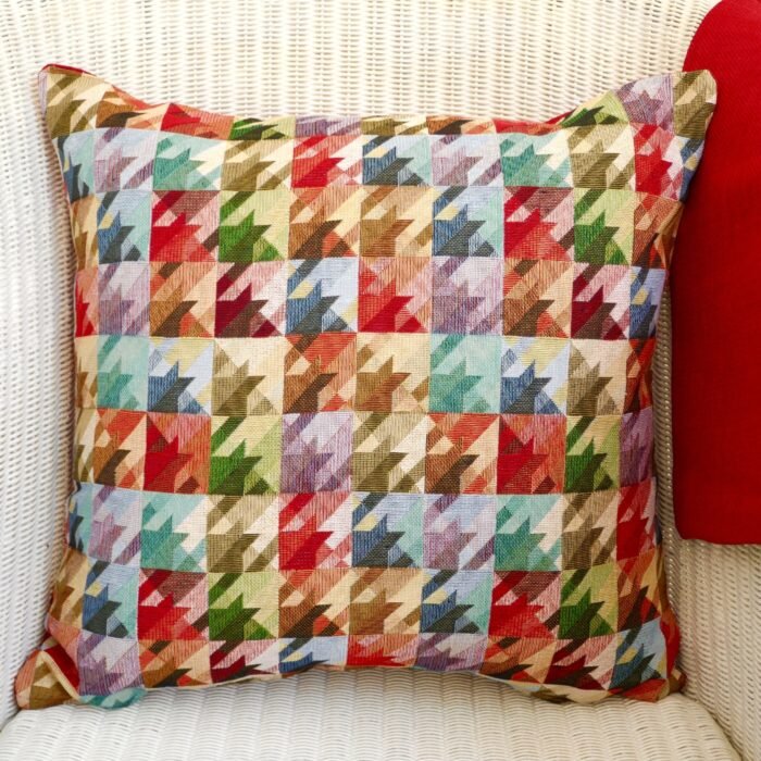 Cushion | Throw Pillow: Tapestry Squares design / Red reverse