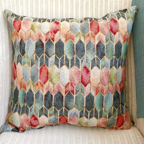 Tapestry Cushion: Stained Glass design / Blue reverse