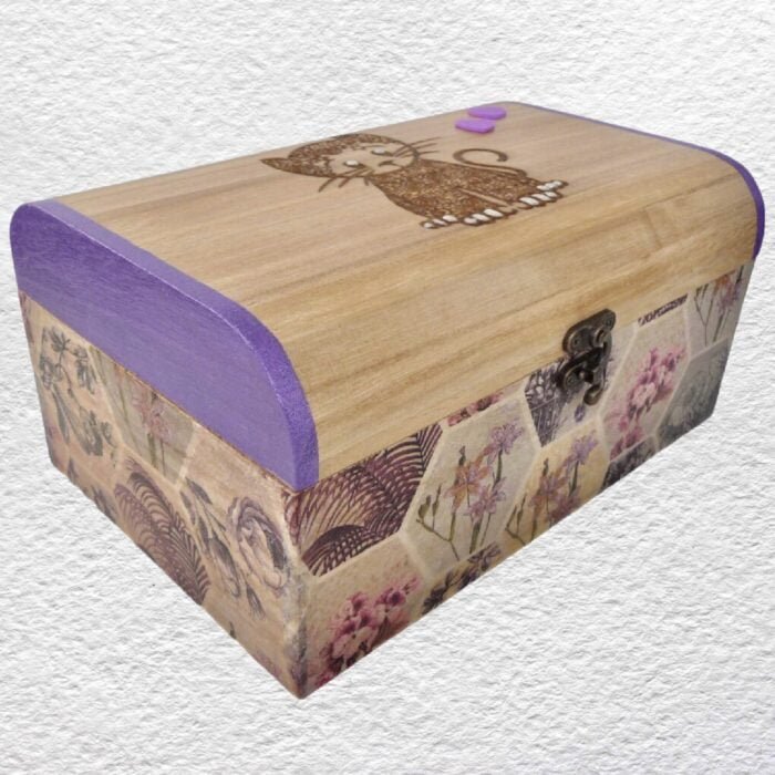 Decorated Wooden Box 25cm: Cat - Image 4