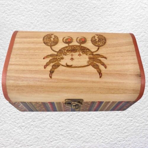 Decorated Wooden Keepsake, Trinket, Jewellery Box 20cm: Crab