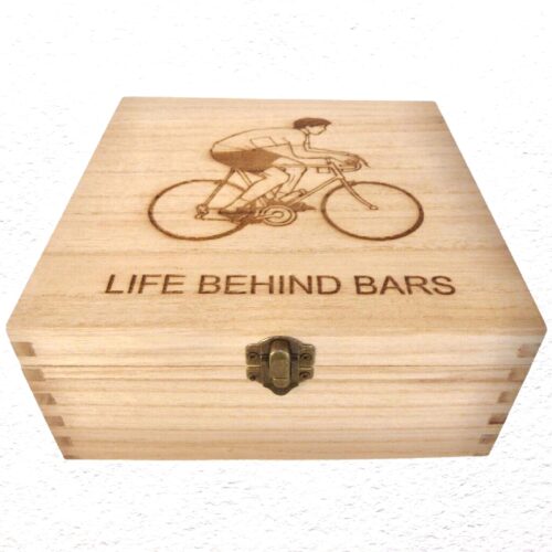 Decorated Wooden Keepsake, Trinket, Jewellery Box 20cm: Cycling