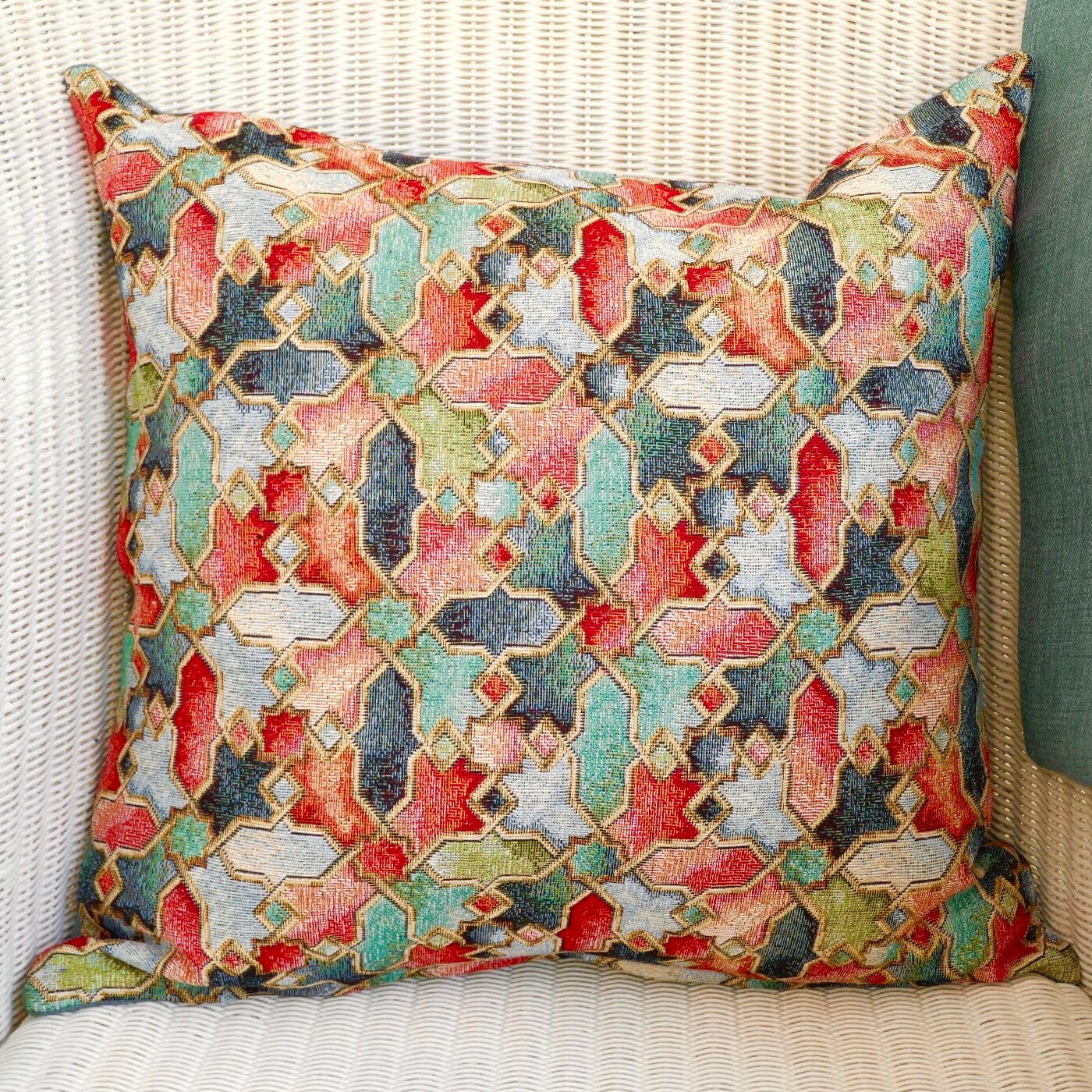 Tapestry Scatter Cushion, Abstract design / Blue reverse