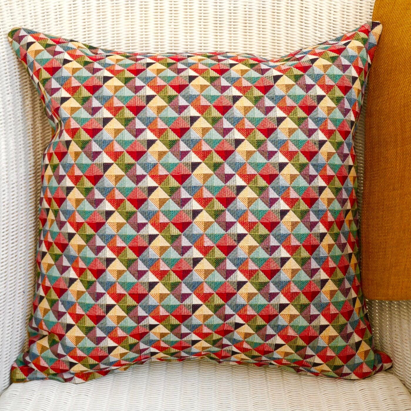 Tapestry Scatter Cushion, Diamonds design / Gold reverse