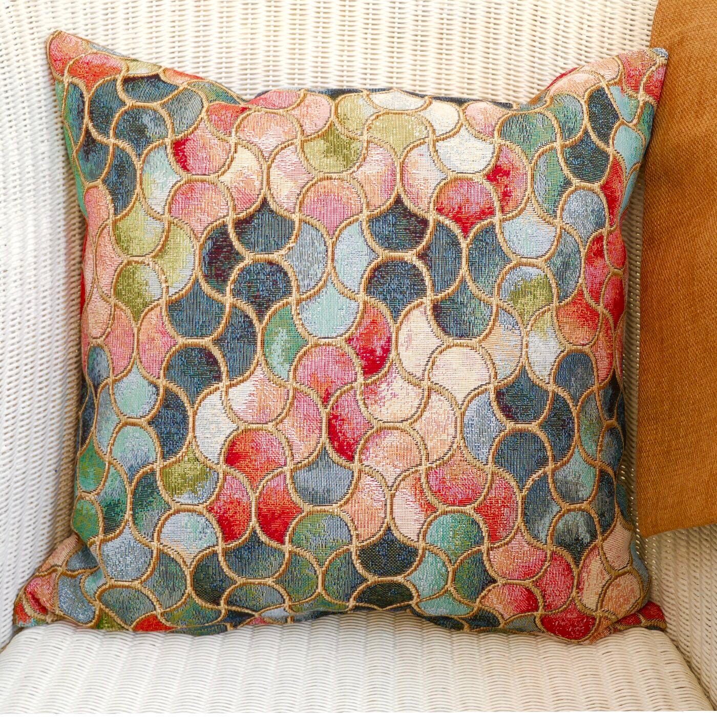 Tapestry Scatter Cushion, Gothic design / Gold reverse