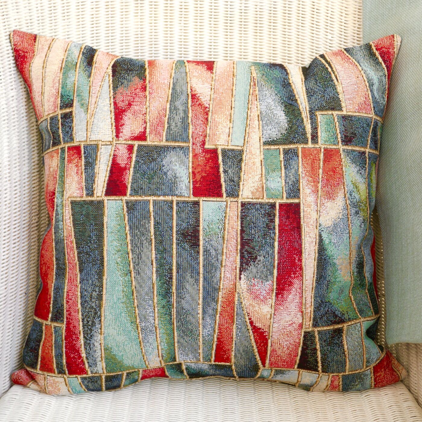 Tapestry Scatter Cushion, Shards design / Mint Blue reverse