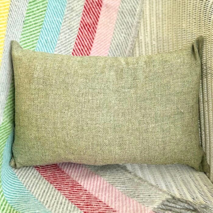 Appliqué Tweed Cushion, 46x30cm Sage with Heart - Image 4