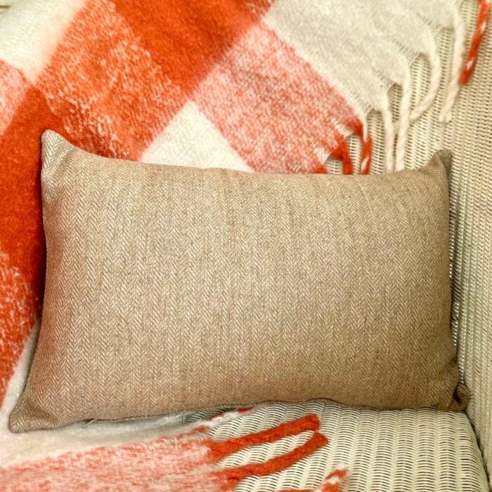 Wool Tweed Cushion, 46x30cm Beige - Image 2