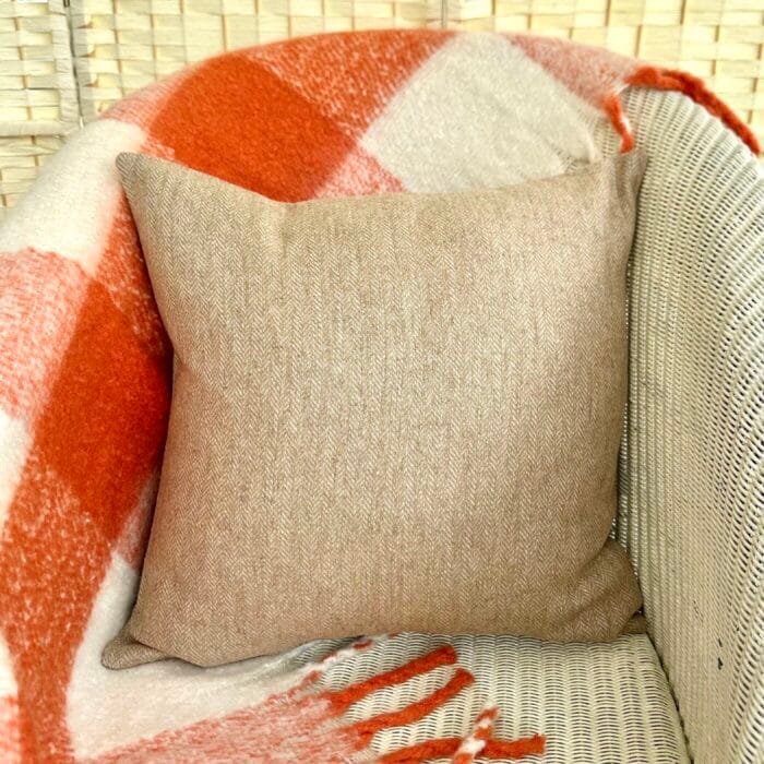 Wool Tweed Cushion, 46cm Beige - Image 2