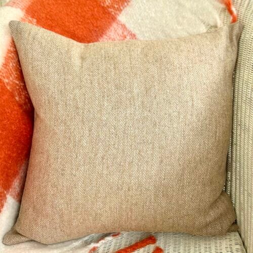 Wool Tweed Cushion, 46cm Beige