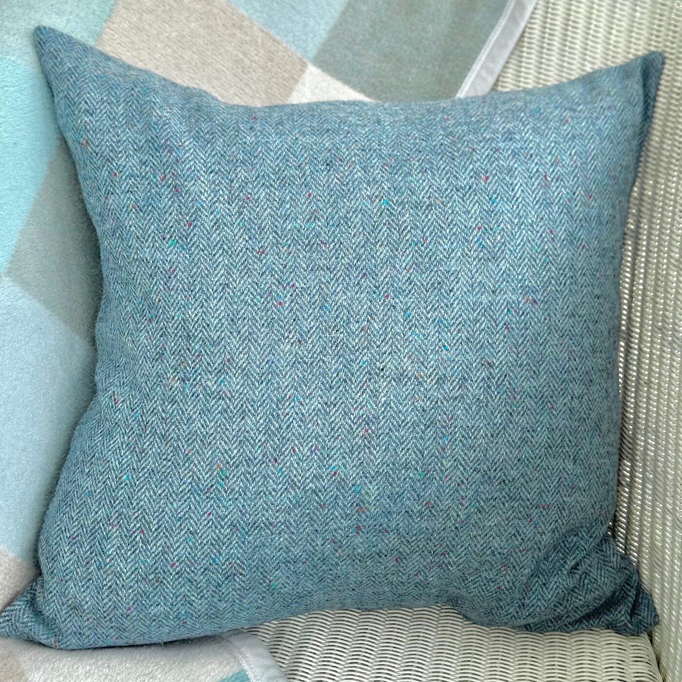 Handmade Tweed Cushion, Blue 46x46cm