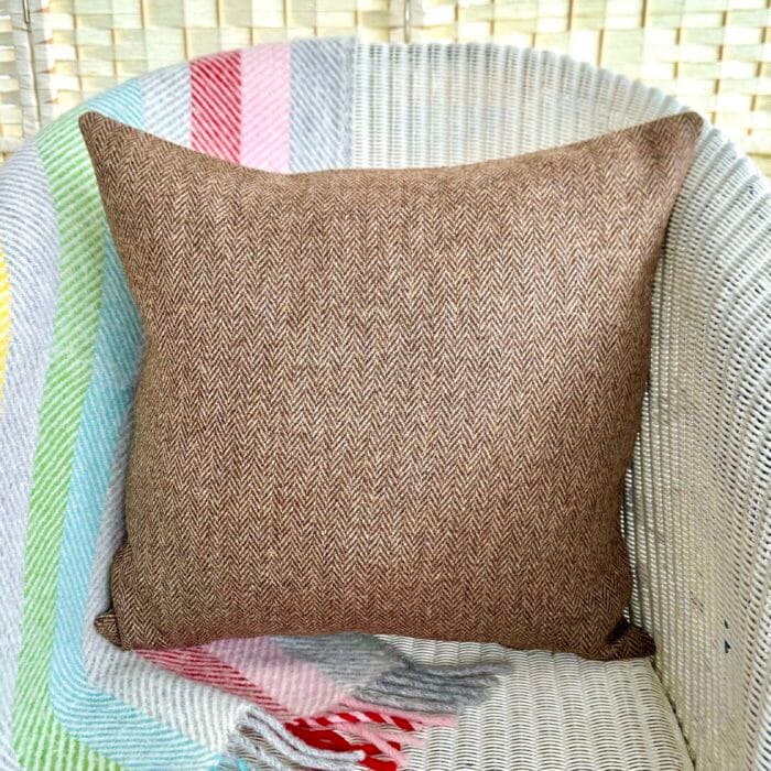 Wool Tweed Cushion, 46cm Acorn Brown - Image 2
