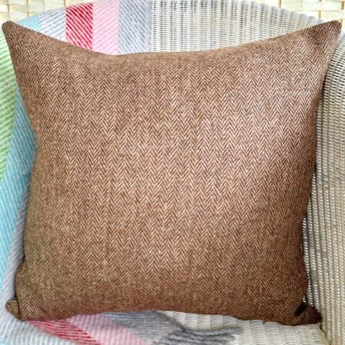 Wool Tweed Cushion, 46cm Acorn Brown