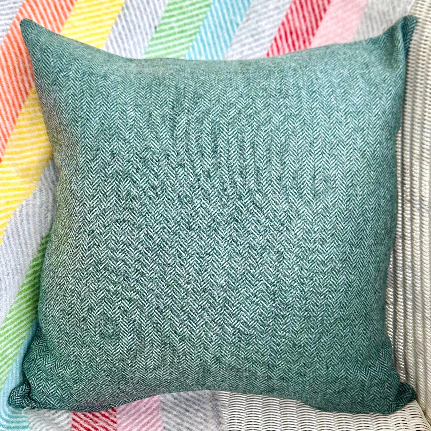 Handmade Tweed Cushion, Green 46x46cm