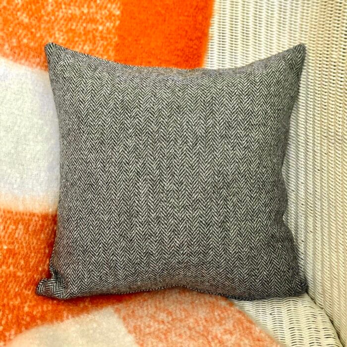 Wool Tweed Cushion, 33cm Grey with appliqué Stag - Image 4