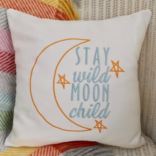Moon Child Embroidered Cushion 33cm: Decorative Throw Pillow