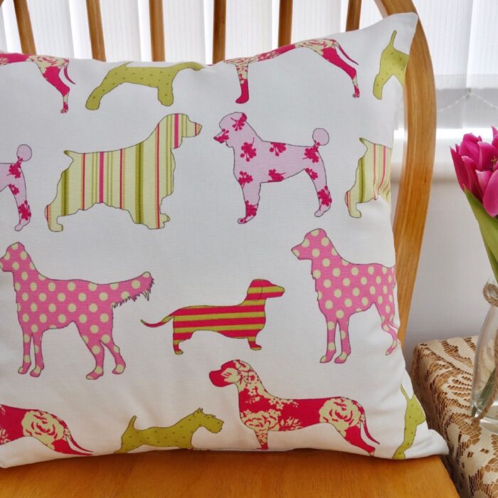 Pink Dogs: Scatter Cushion 43cm, with pad - Image 3