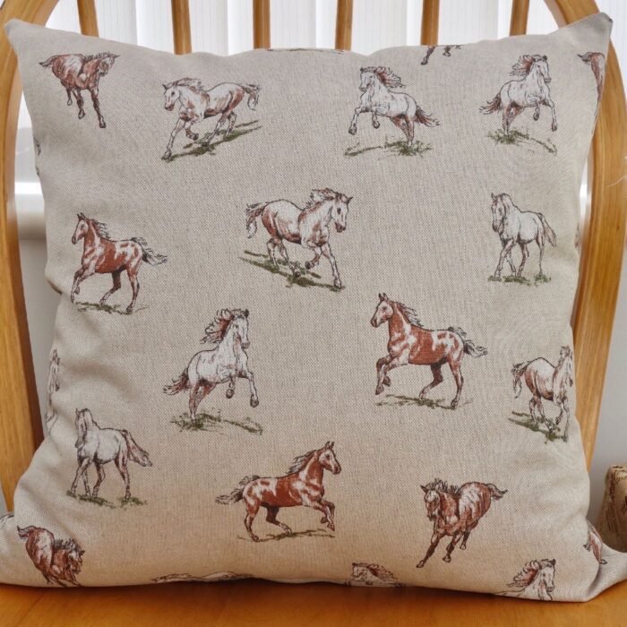 Horses: Sofa Pillow 17”(43cm) Square Decorative Feature Cushion - Image 2