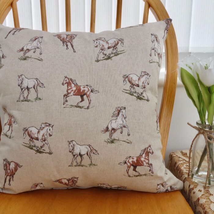 Horses: Sofa Pillow 17”(43cm) Square Decorative Feature Cushion - Image 3