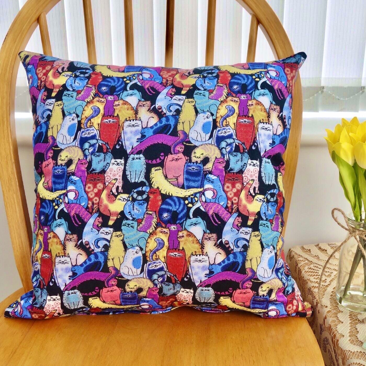 Scatter Cushion / Throw Pillow 43cm: Purple Cats