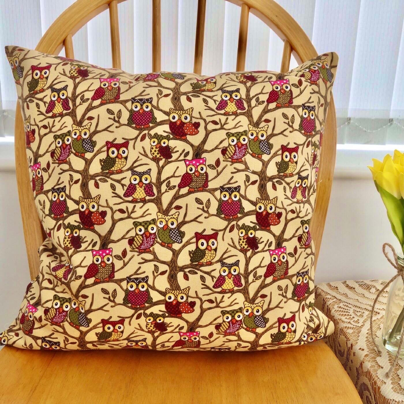 Scatter Cushion / Throw Pillow 46cm: Purple Owls