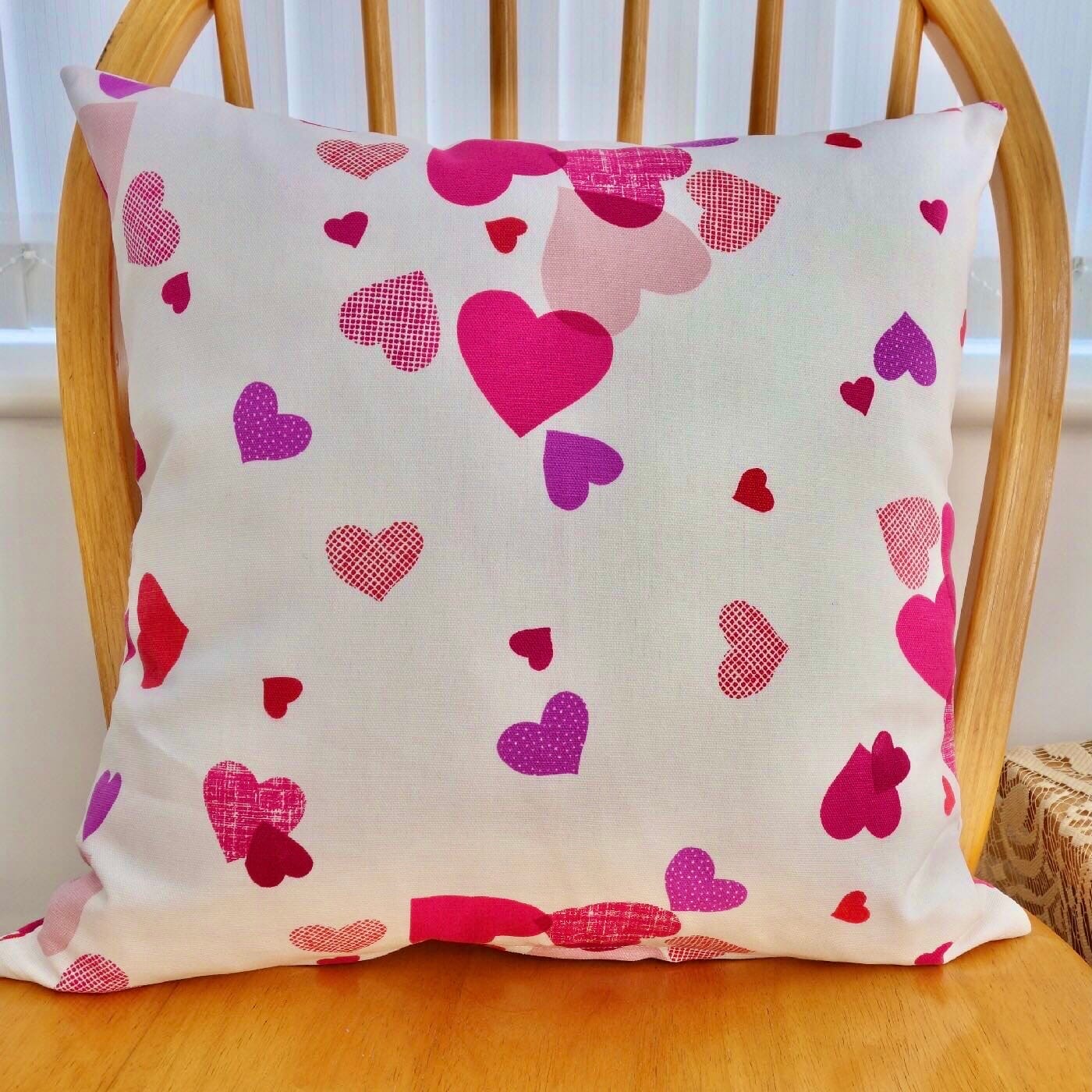 Scatter Cushion / Throw Pillow 43cm: Pink Hearts