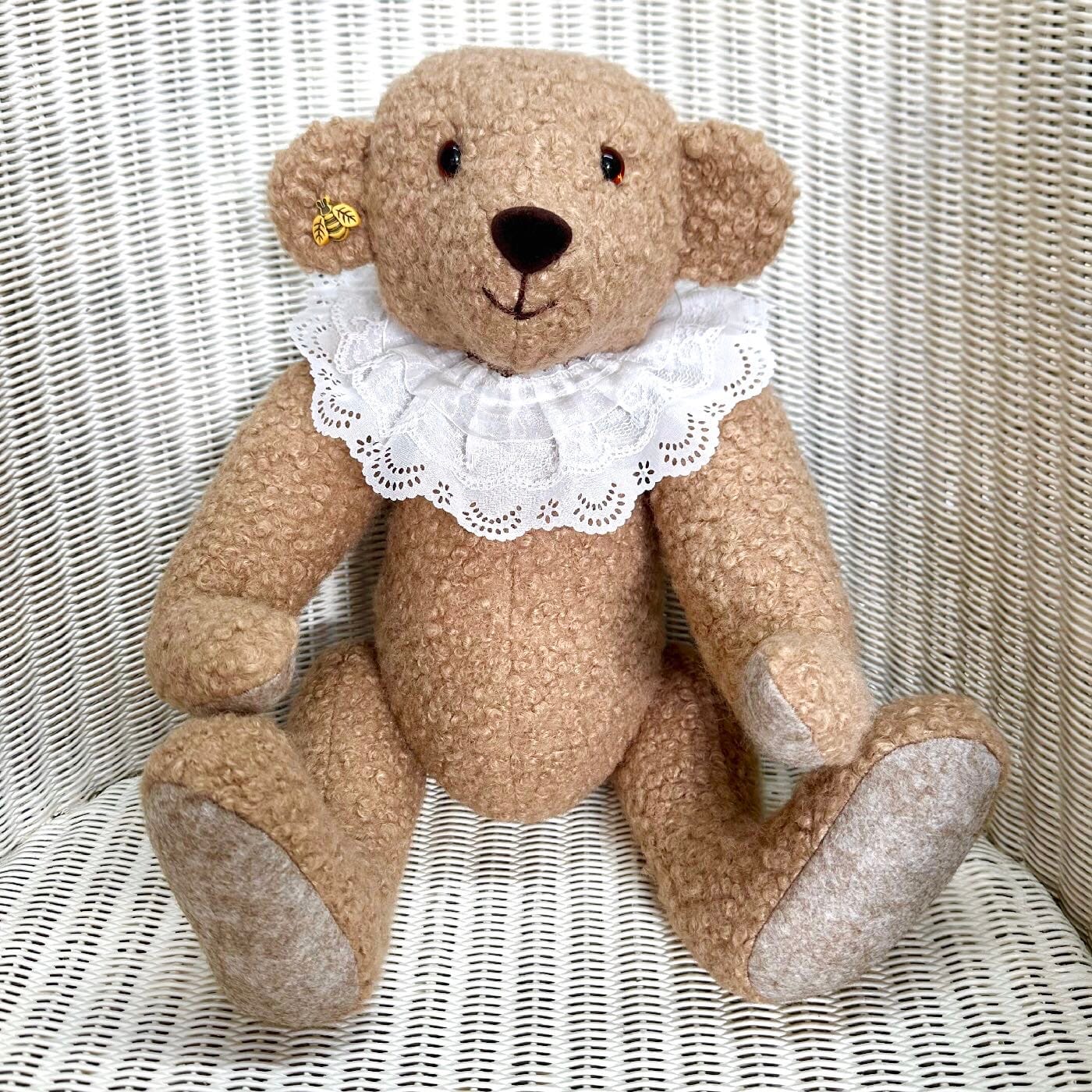 Ruby: Collectable Artist Bear 40cm, in Beige Boucle fabric