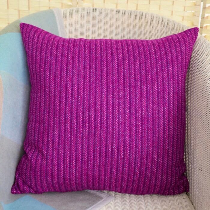 Harris Tweed Cushion 19”(48cm) Cerise Stripe double sided
