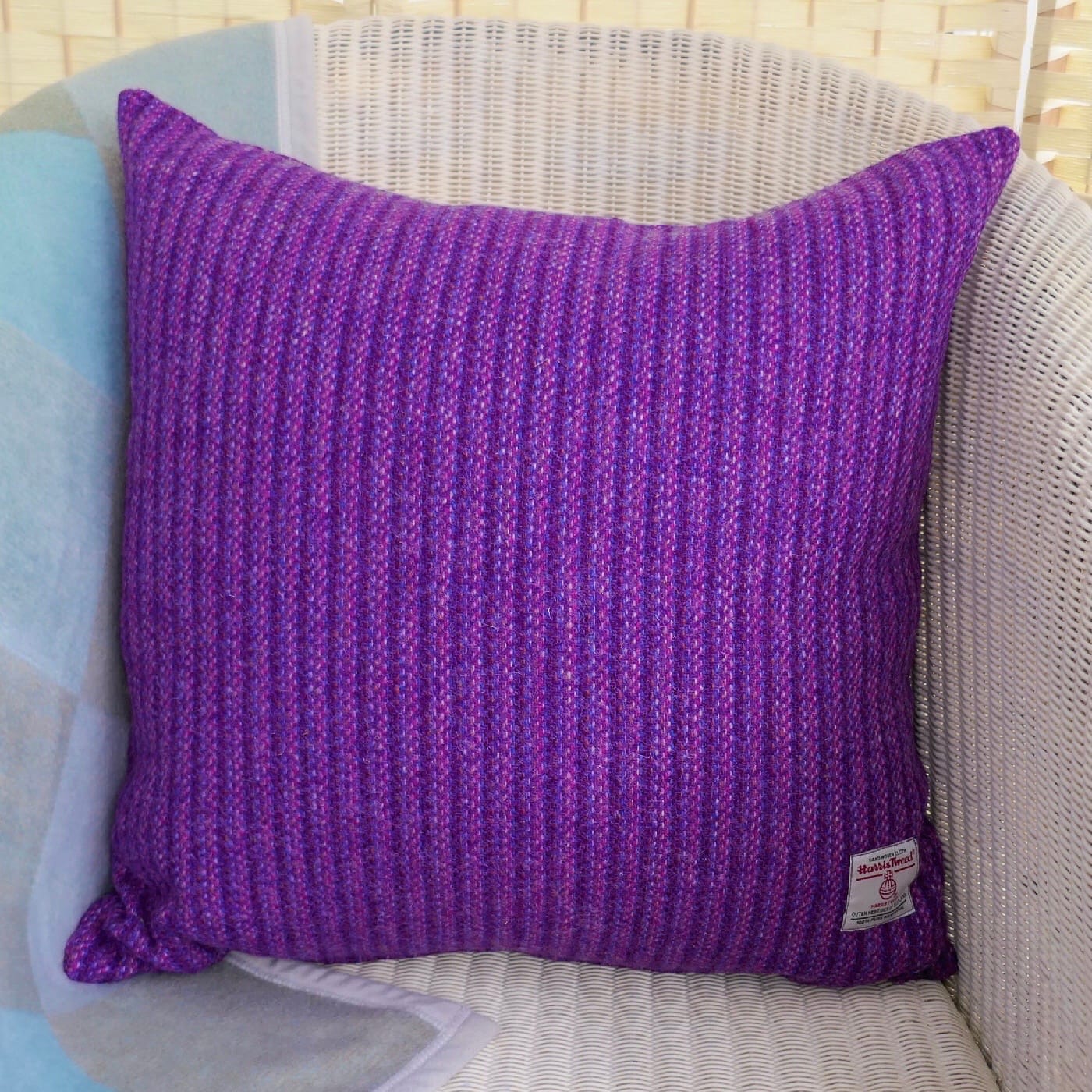 Harris Tweed Cushion, Purple Stripe 48x48cm