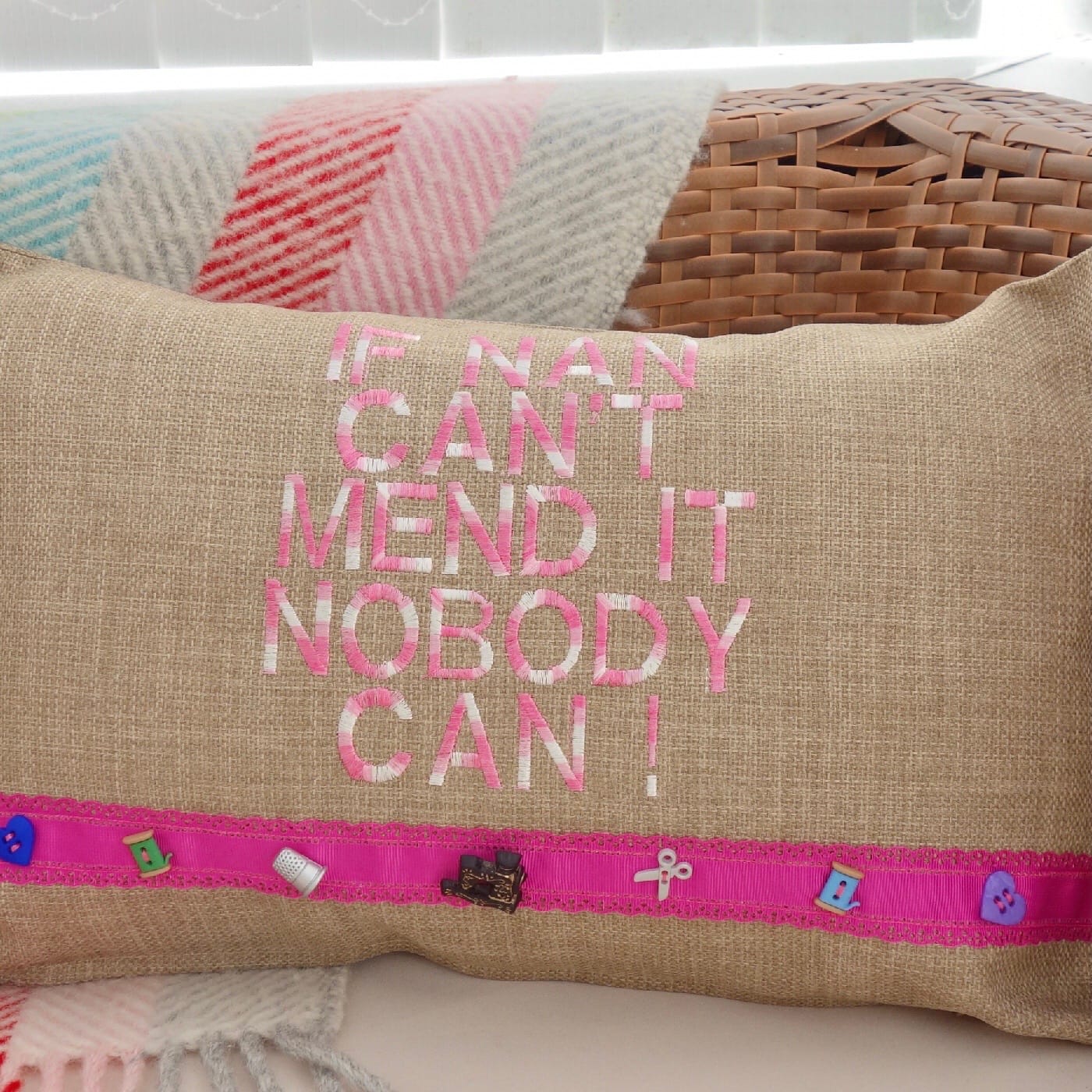 Dog & Toys Appliqué Decorative Pillow 43x30cm
