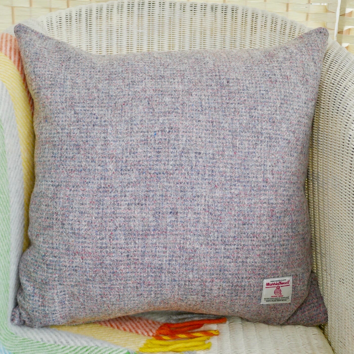 Harris Tweed Cushion, Grey & Pink 48x48cm